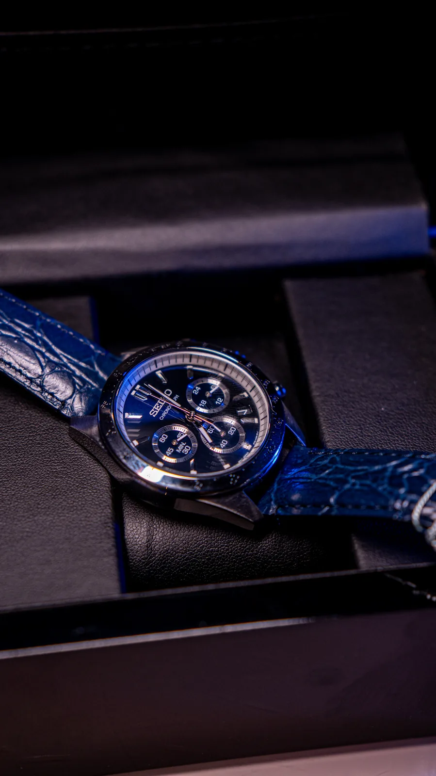 Seiko SBTR019 pulseira couro legítimo